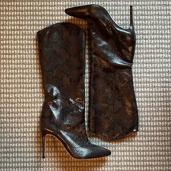 Schultz Maryana boot brown black snakeskin 10 NWT - Picture 3 of 6
